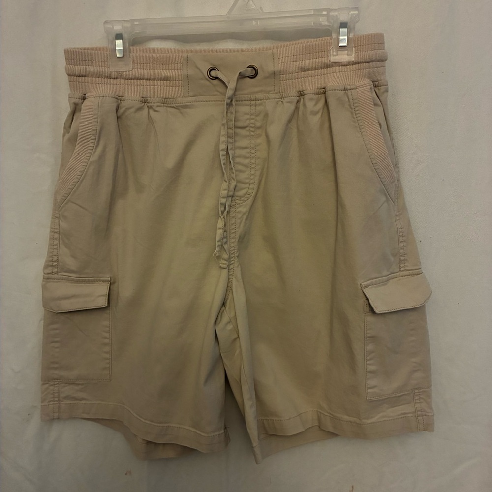 Dakotoo women’s size large khaki cargo shorts cotton blend comfort waist